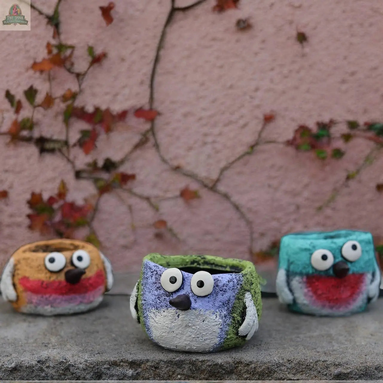 3pc Set - Beautiful Birds Blobhouse Planter Pink Platypus Emporium