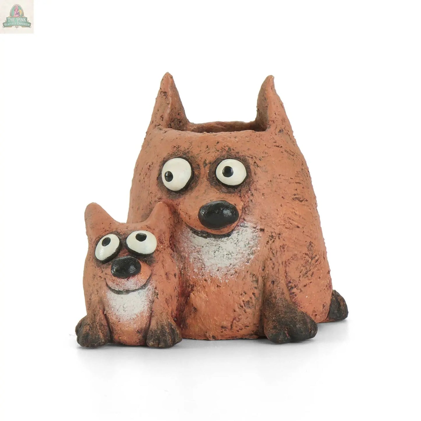 Baby and Mama Fox - Blobhouse Planters - Maddie and Pip Pink Platypus Emporium