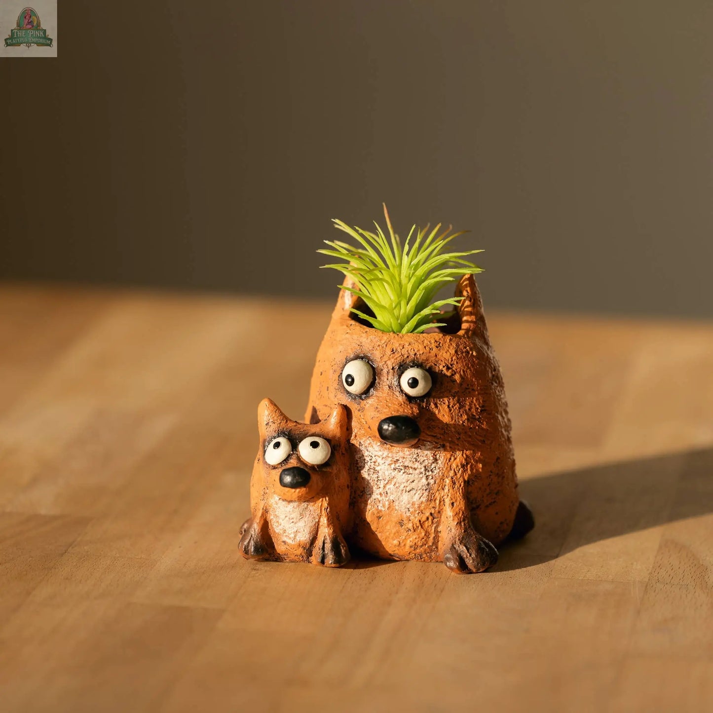 Baby and Mama Fox - Blobhouse Planters - Maddie and Pip Pink Platypus Emporium