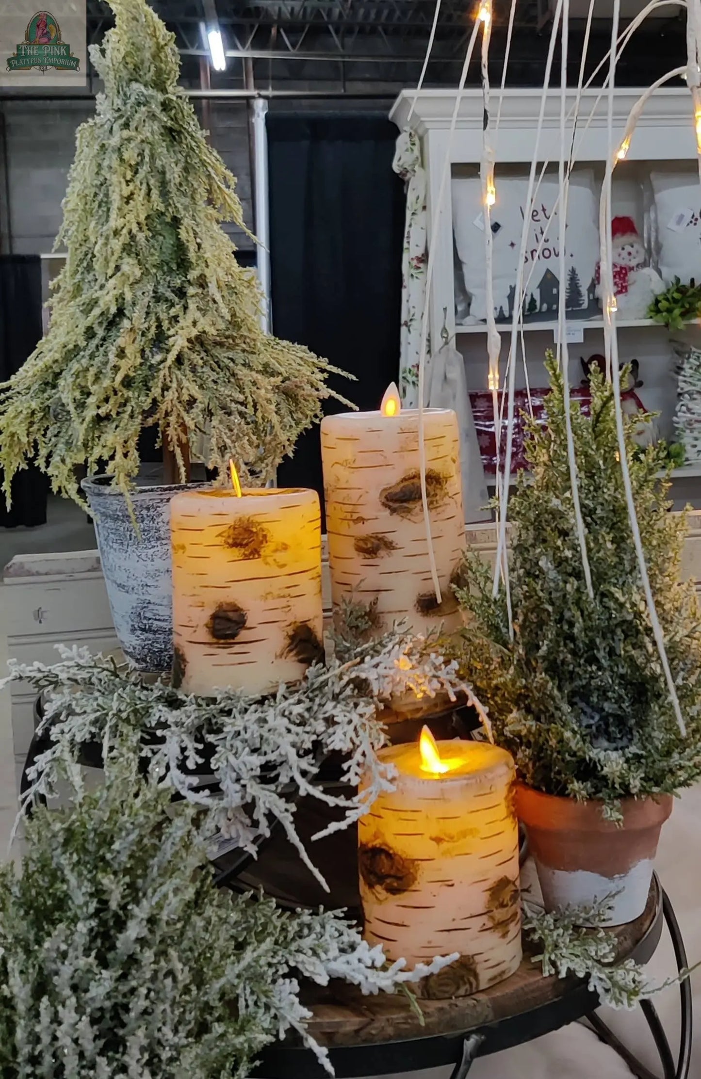 Birch Pillar Candle Moving Flame 3x4in Wholesale Home Decor