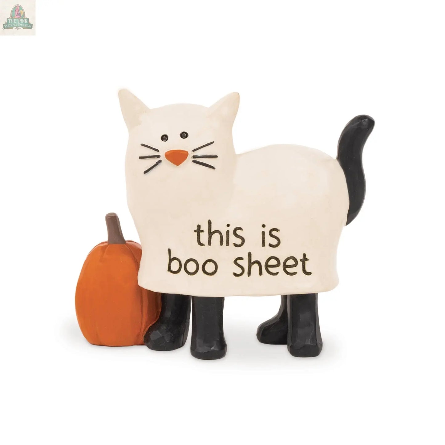 Boo Sheet Cat In Ghost Costume Blossom Bucket & Crossroads Home