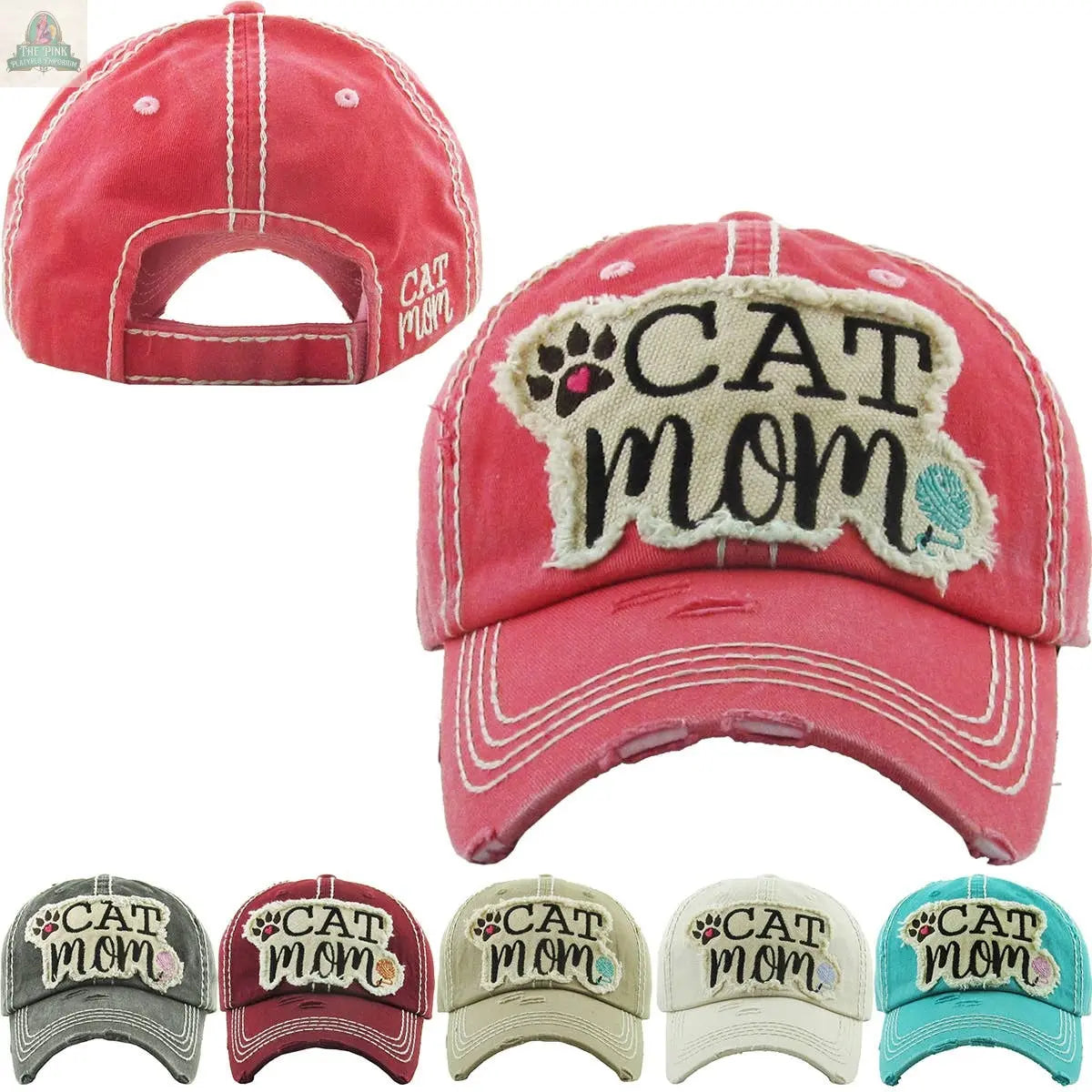 CAT MOM Washed Vintage Ball Cap: HPK KBETHOS