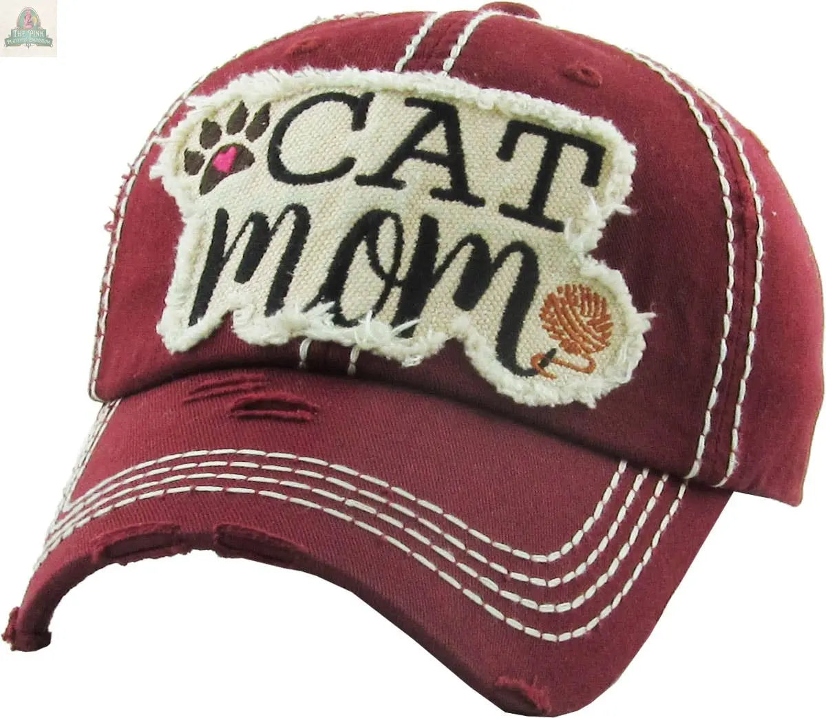 CAT MOM Washed Vintage Ball Cap: TUQ KBETHOS
