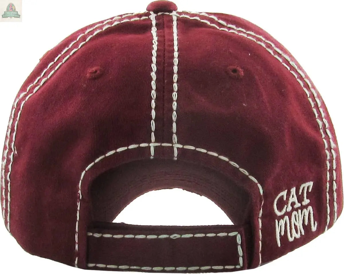 CAT MOM Washed Vintage Ball Cap: TUQ KBETHOS