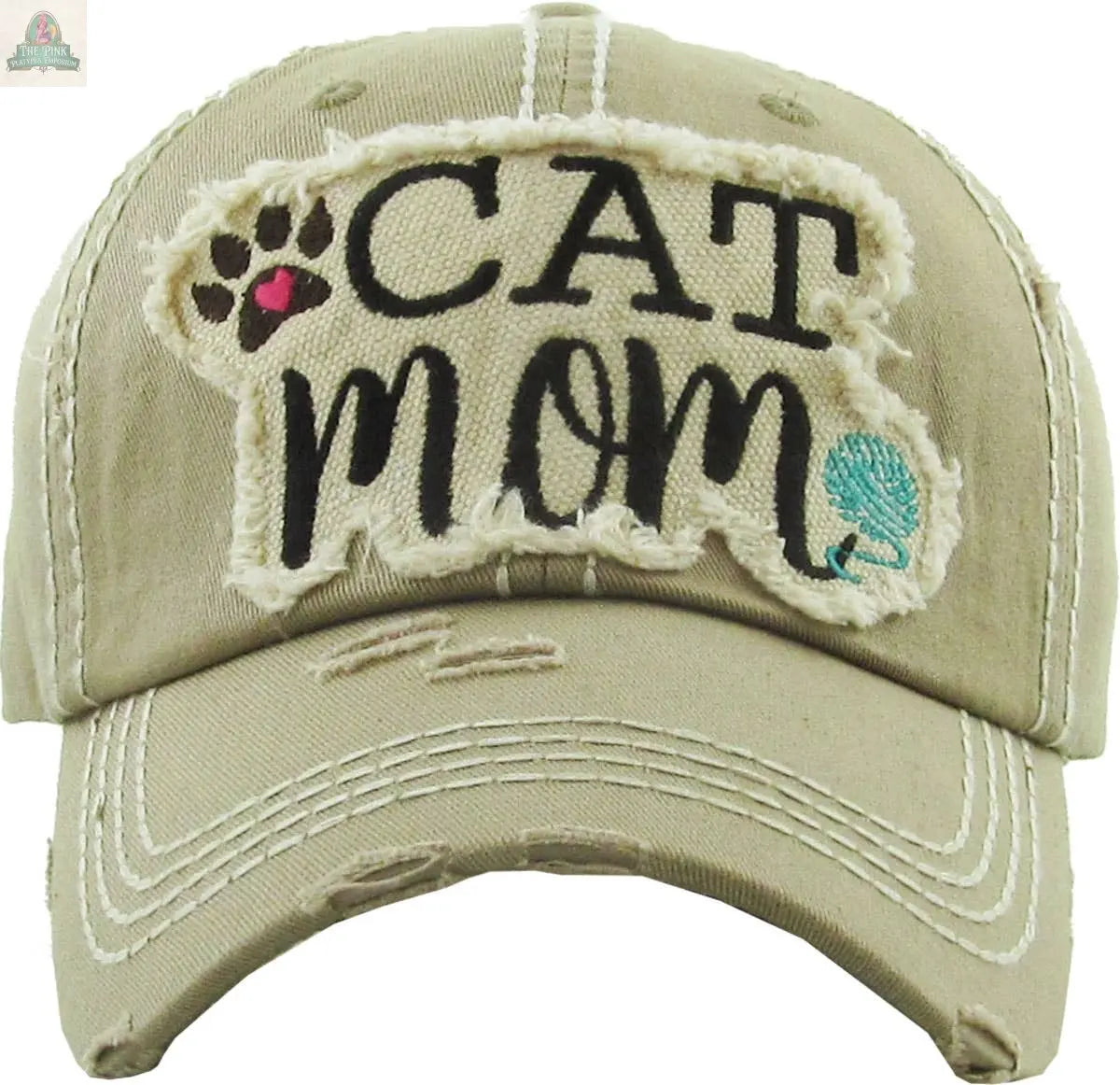 CAT MOM Washed Vintage Ball Cap: TUQ KBETHOS