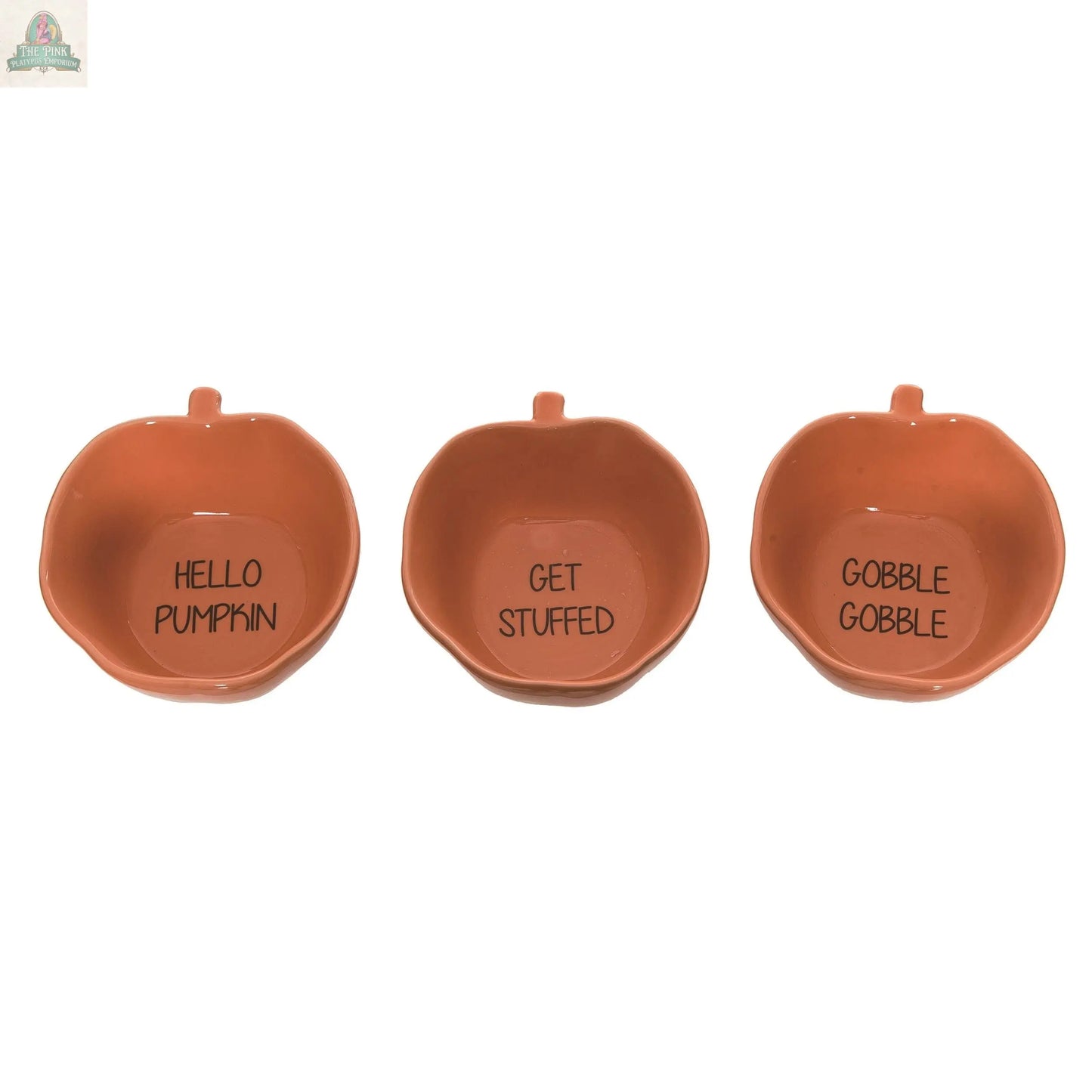 CLOSEOUT Fall/Harvest Ceramic Pumpkin Bowl Set 3: Ceramic Pink Platypus Emporium