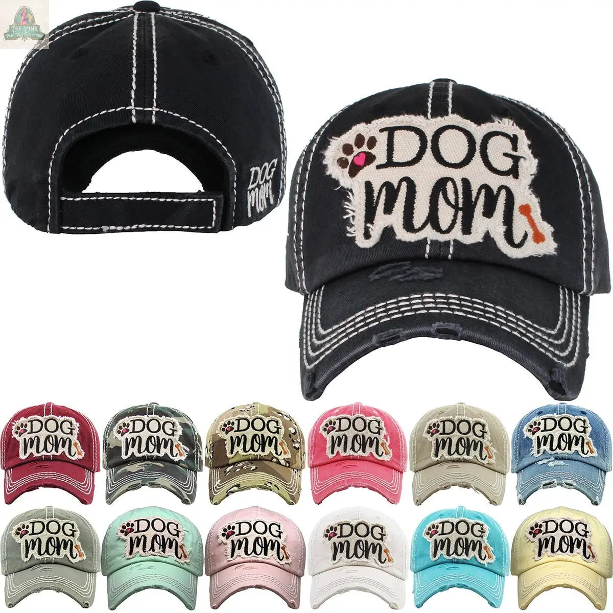 DOG MOM WASHED VINTAGE BALLCAP: MDM KBETHOS
