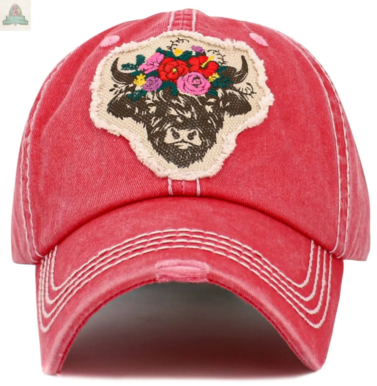 Fluffy Floral Cow Vintage Ballcap: HPK KBETHOS