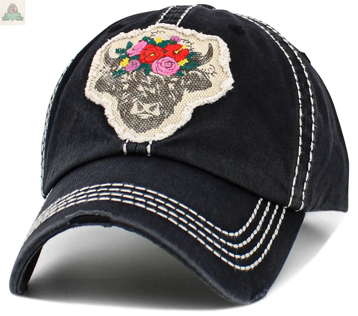 Fluffy Floral Cow Vintage Ballcap: HPK KBETHOS
