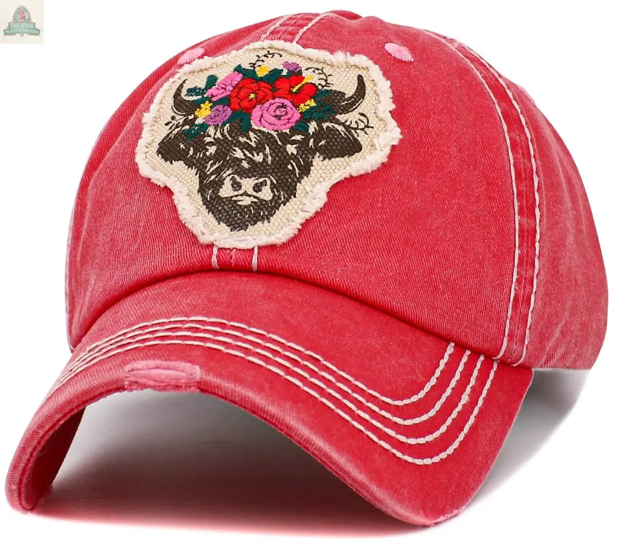 Fluffy Floral Cow Vintage Ballcap: HPK KBETHOS