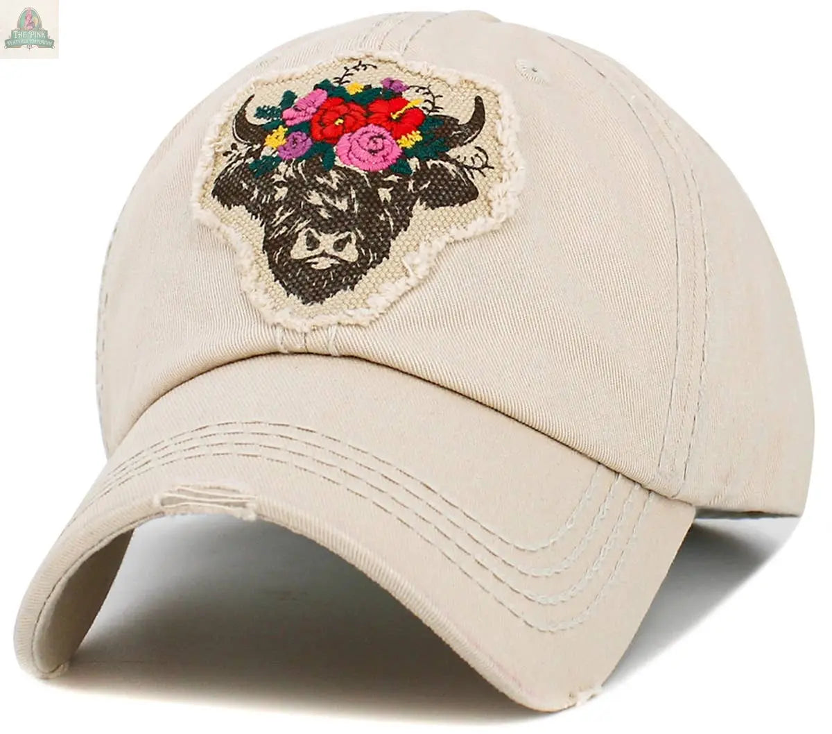 Fluffy Floral Cow Vintage Ballcap: HPK KBETHOS