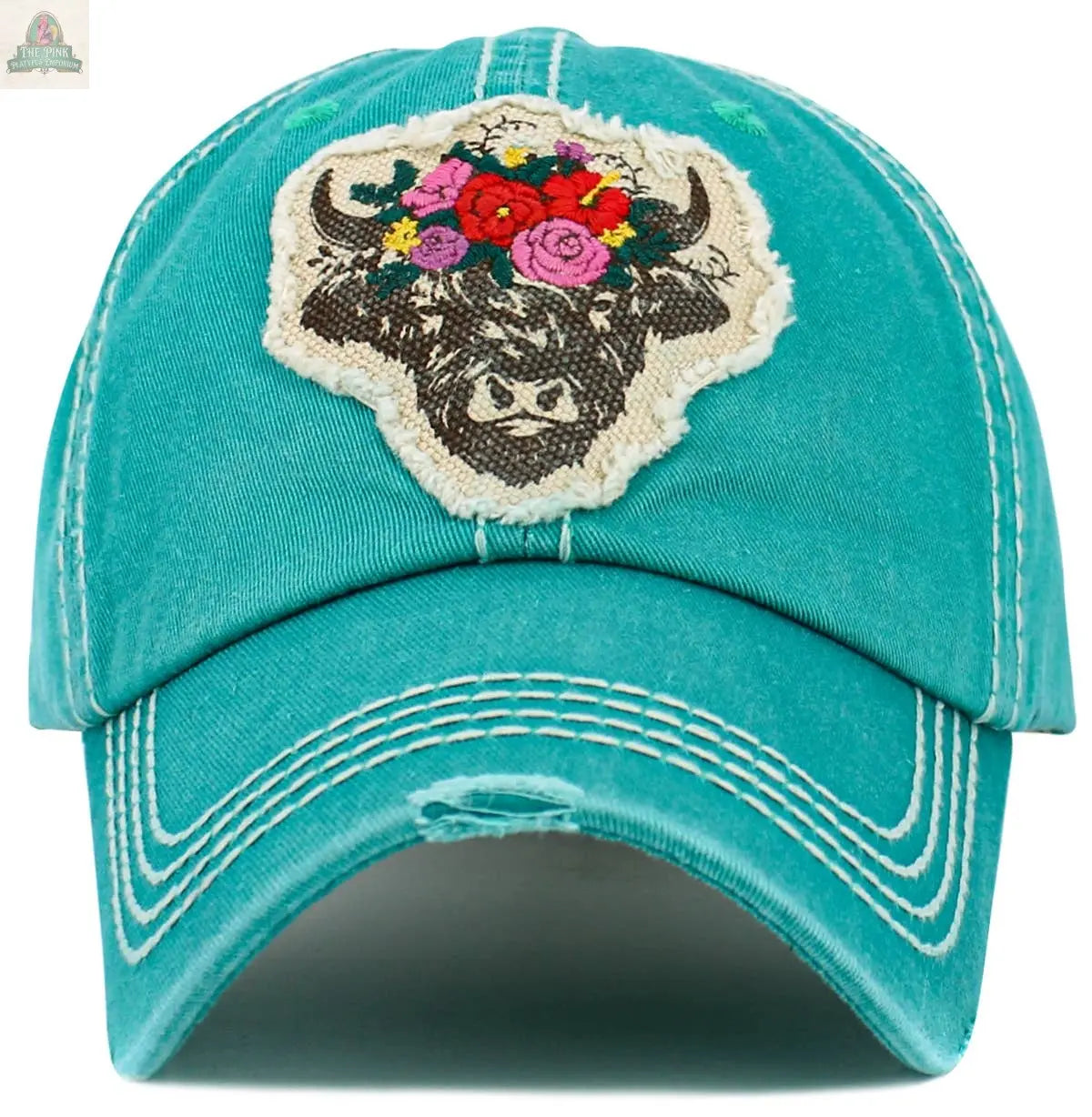 Fluffy Floral Cow Vintage Ballcap: HPK KBETHOS