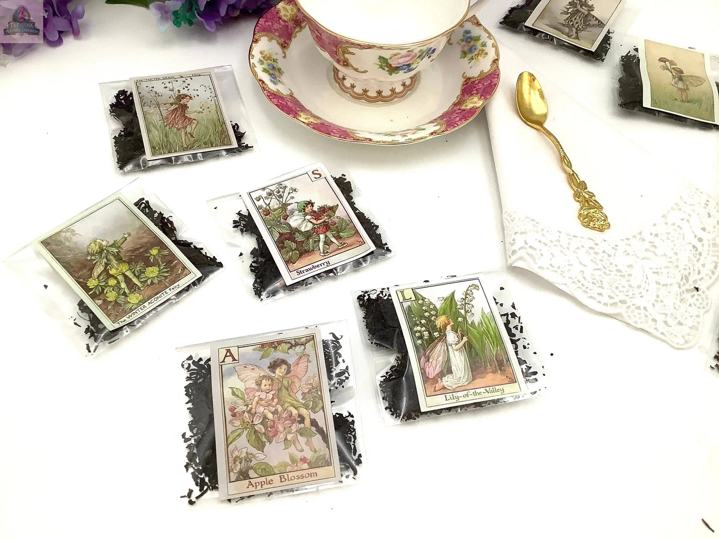 Garden Fairies. Assortment of Loose Tea packets party favors Pink Platypus Emporium