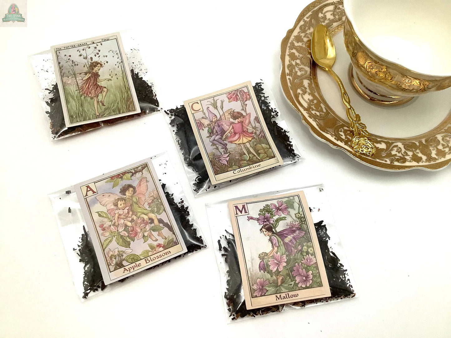 Garden Fairies. Assortment of Loose Tea packets party favors Pink Platypus Emporium