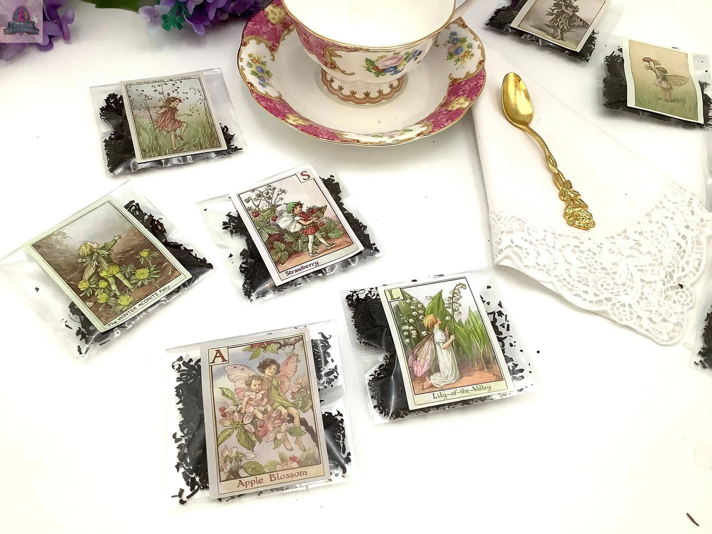 Garden Fairies. Assortment of Loose Tea packets party favors Pink Platypus Emporium