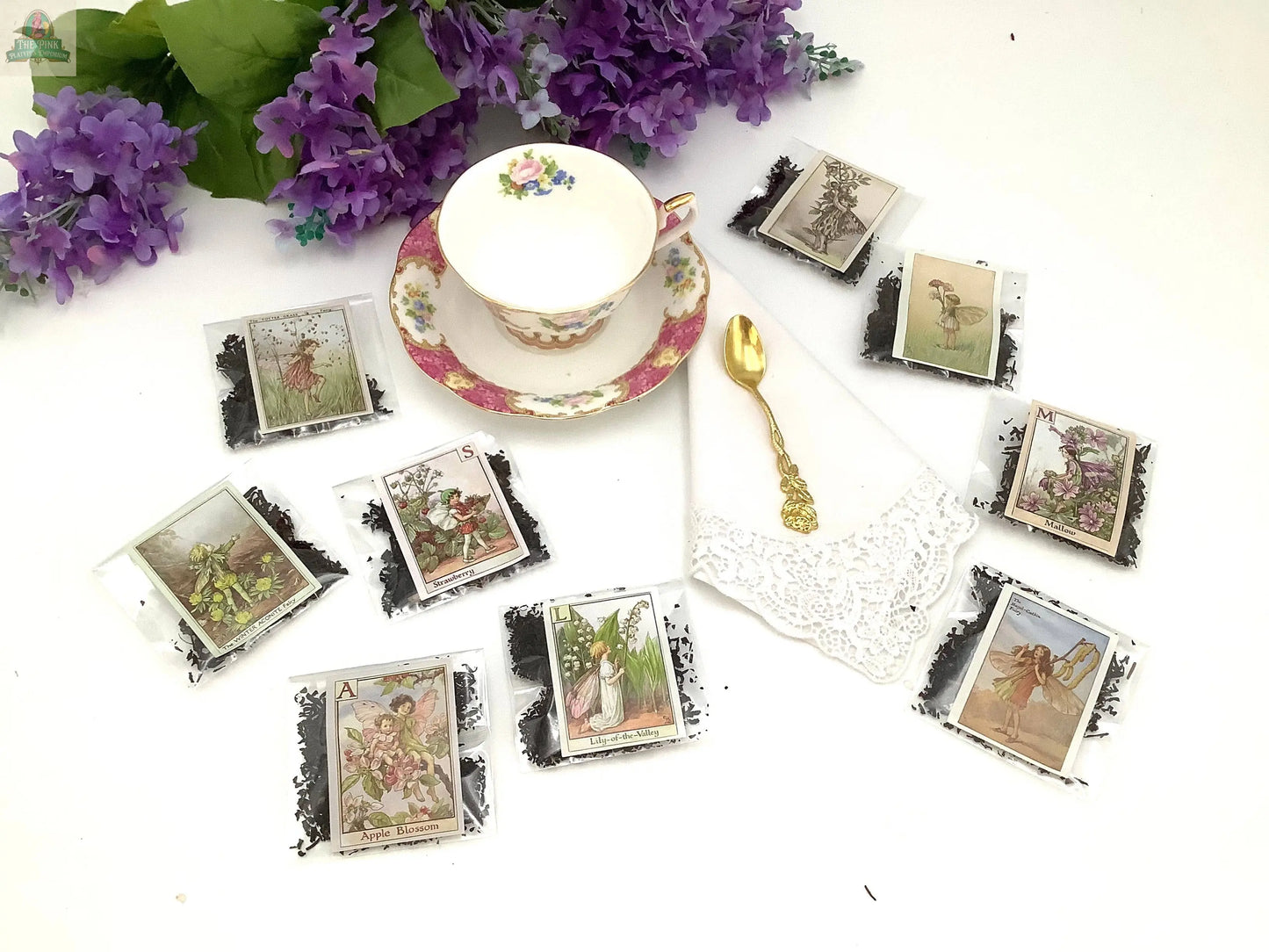 Garden Fairies. Assortment of Loose Tea packets party favors Pink Platypus Emporium