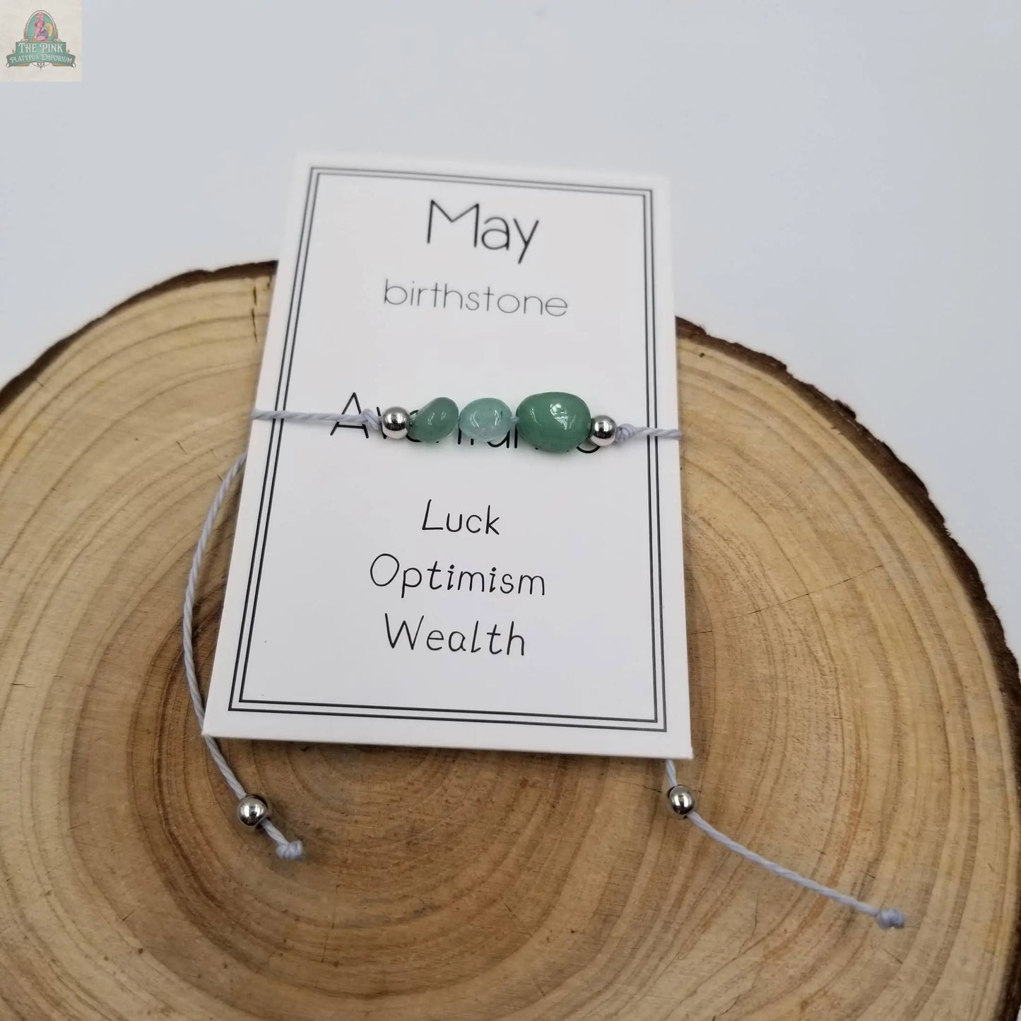 Handmade Birthday Stone Natural Stone Bracelet with Card: April CHAKRA JEWELRY