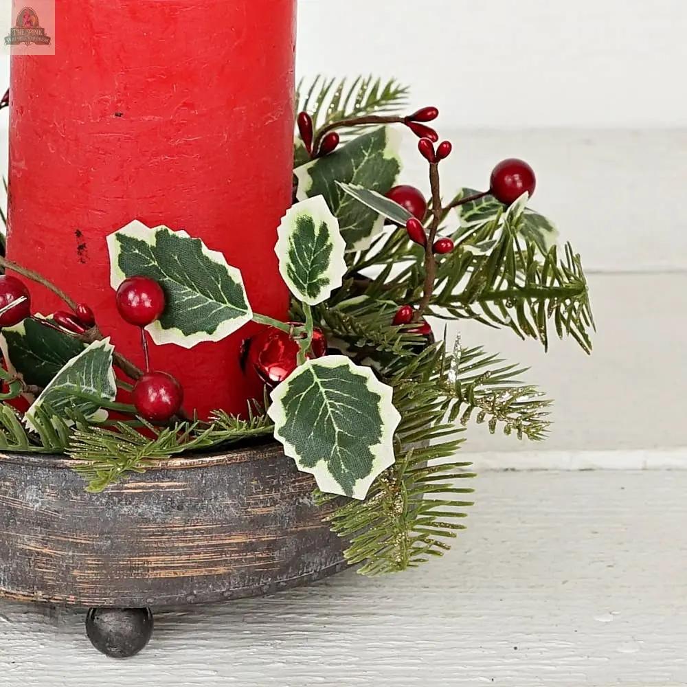 An Antique Pewter metal round Bowl container (6.5inD) by Impressive Enterprises, Inc. makes a stunning festive centerpiece, ideal for displaying candles and seasonal decor such as pine branches, holly leaves, and red berries on your table.