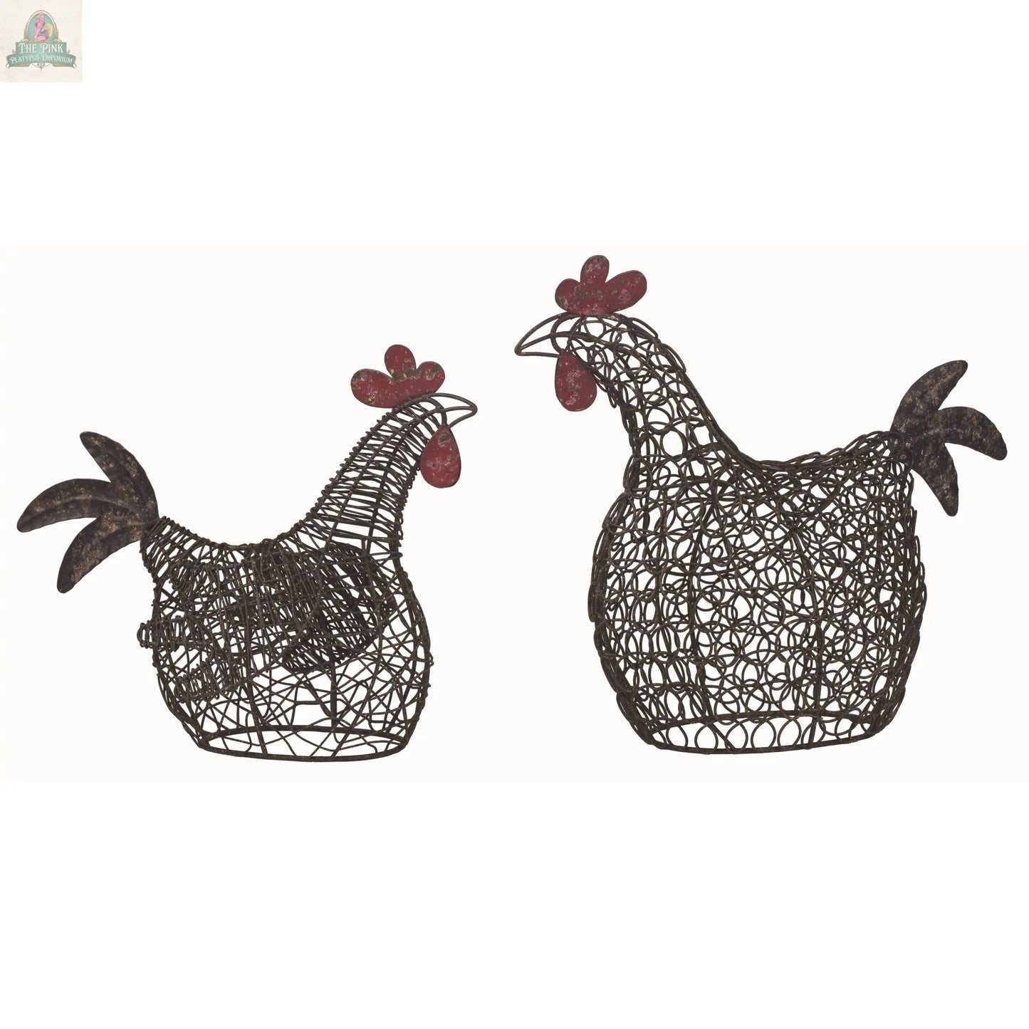 Add rustic charm to your space with these Metal 11.5" Brown Spring Roosters. Their open-frame design and red accents make them perfect as unique Spring decor pieces for your Country Market-themed home collection.