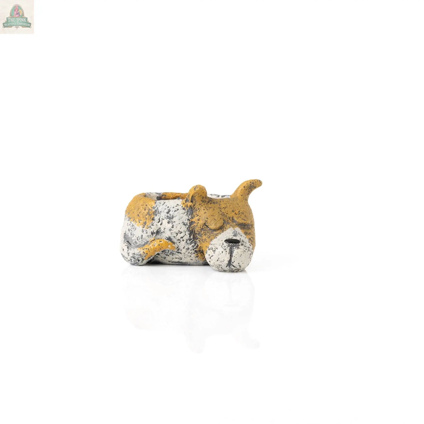 Mini Luna Dog Blobhouse Planter - Brown & White Pink Platypus Emporium