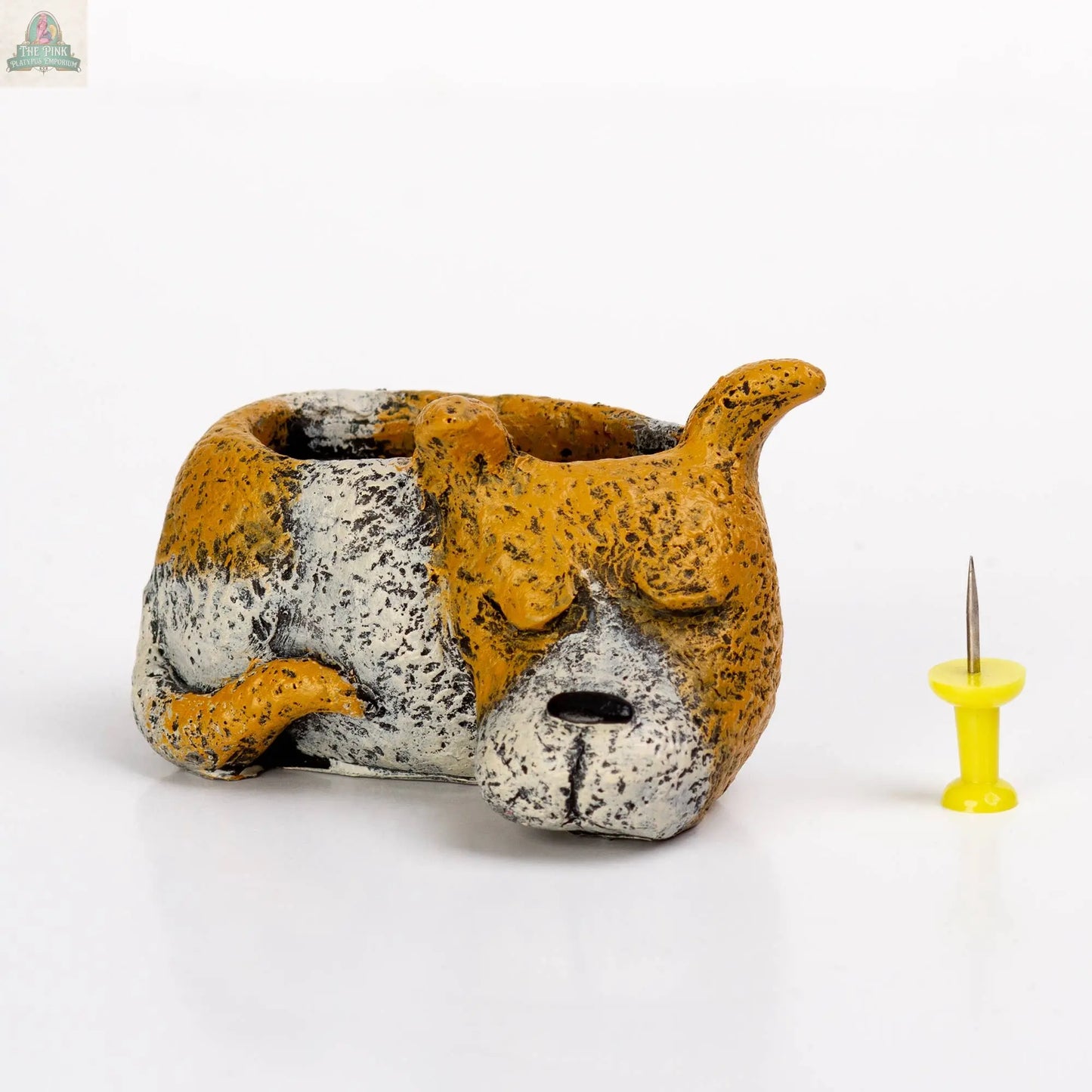 Mini Luna Dog Blobhouse Planter - Brown & White Pink Platypus Emporium