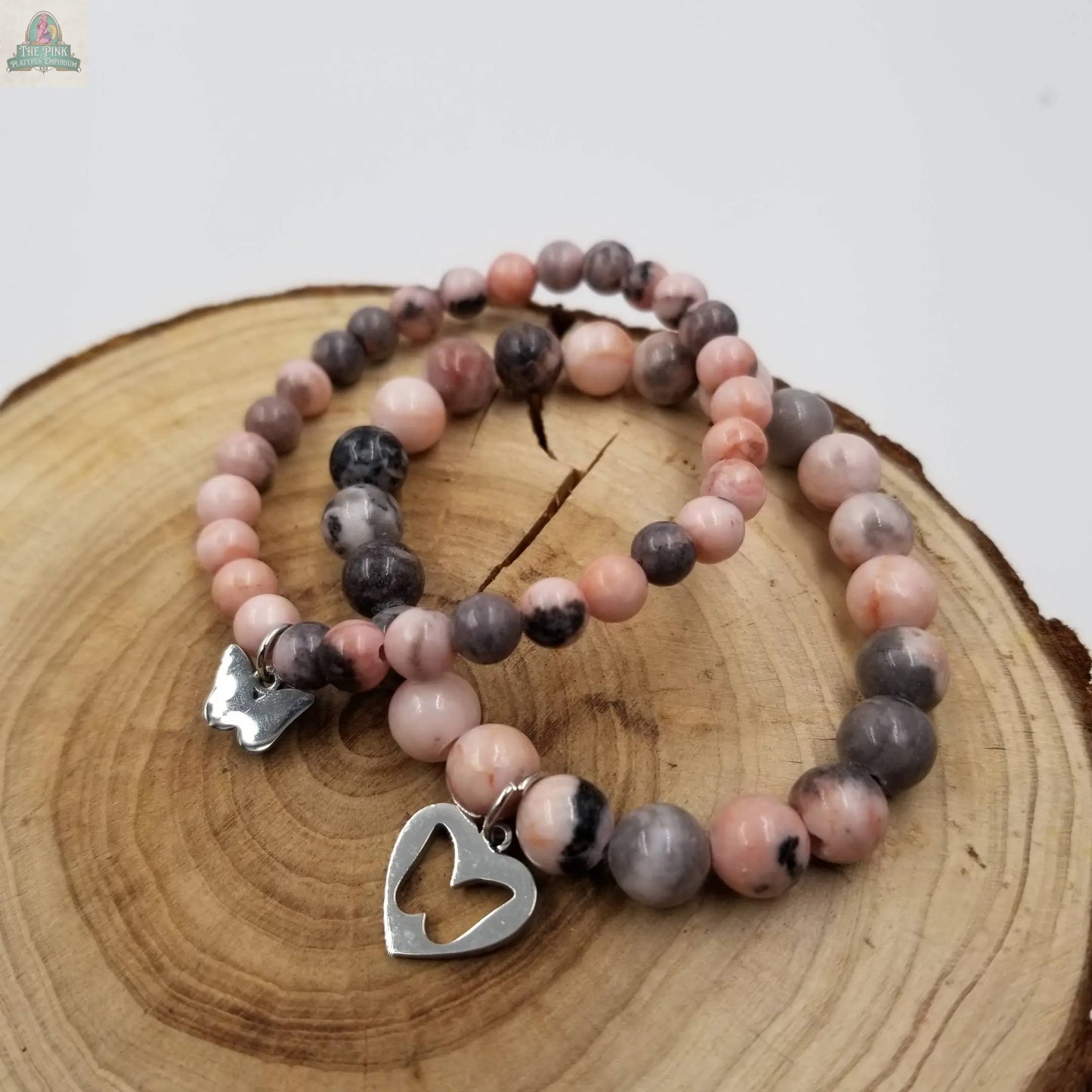 Mother & Daughter Natural stone Butterfly Bracelet Set CHAKRA JEWELRY