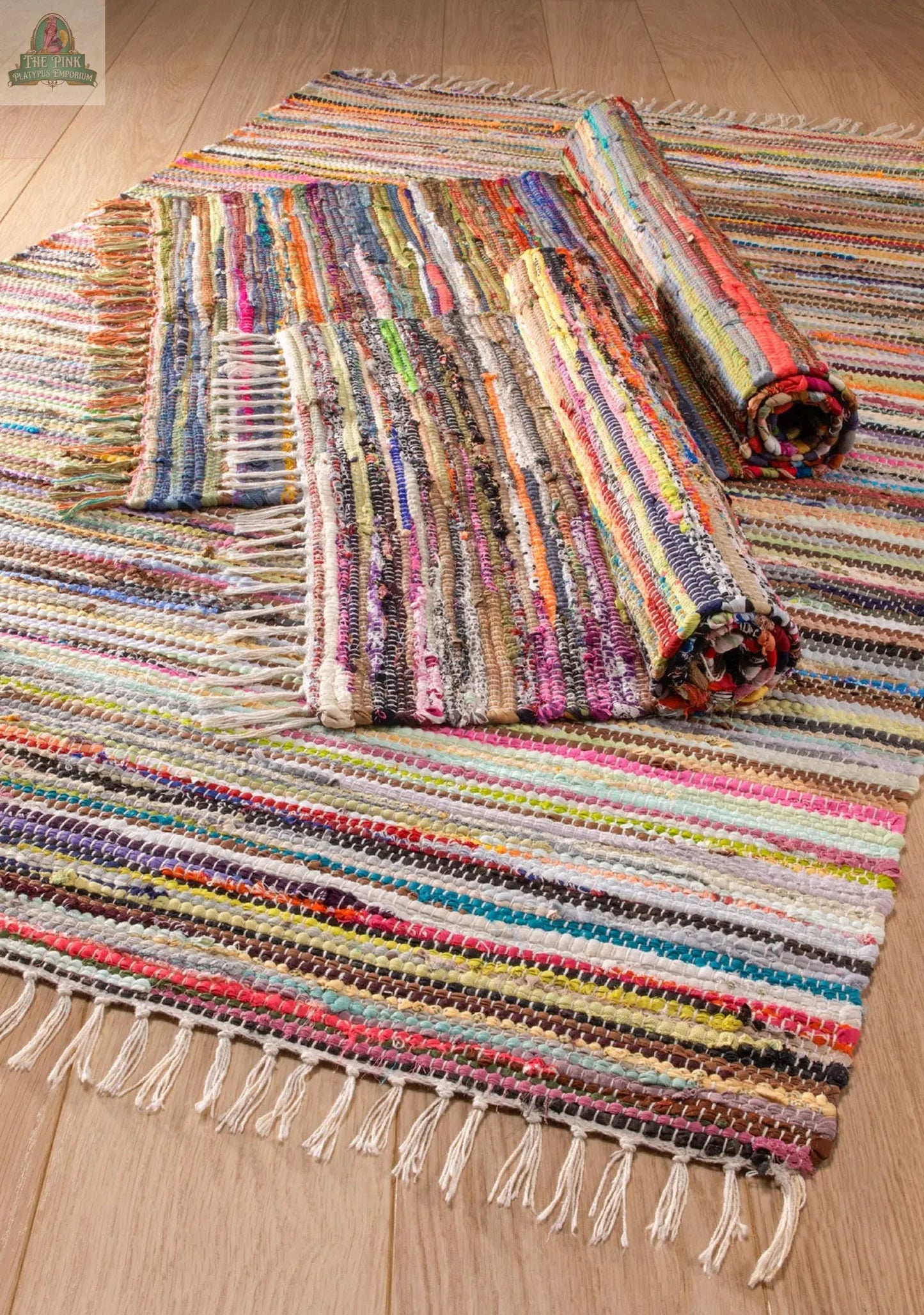Multi Colour Recycled Cotton Rag Rug 75 X 120cm Namaste