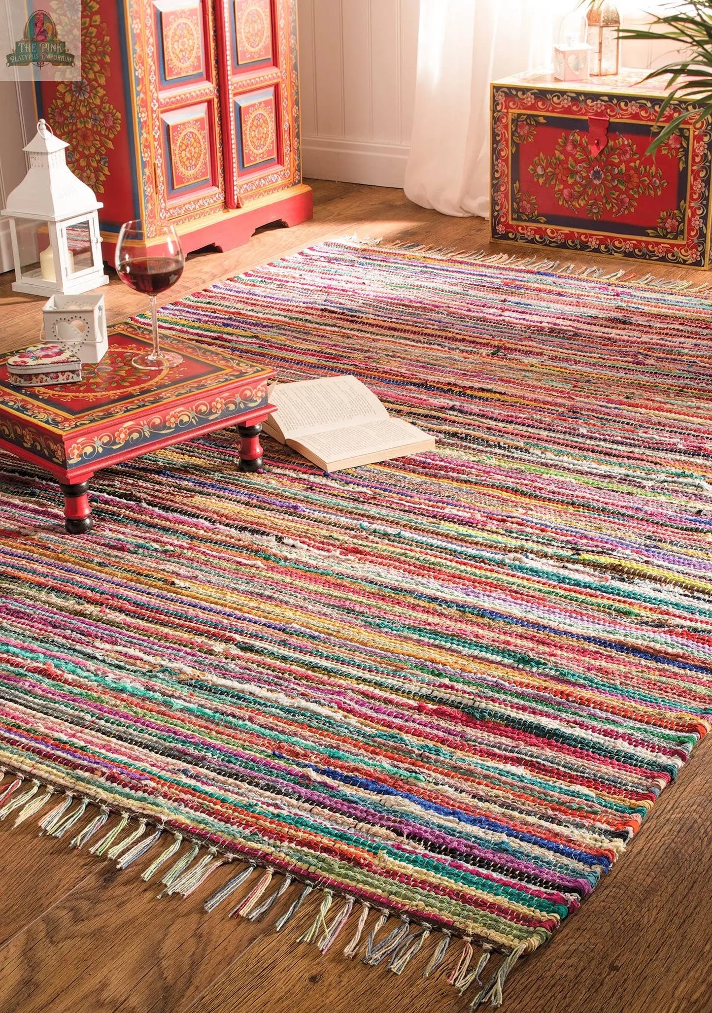 Multi Colour Recycled Cotton Rag Rug 75 X 120cm Namaste