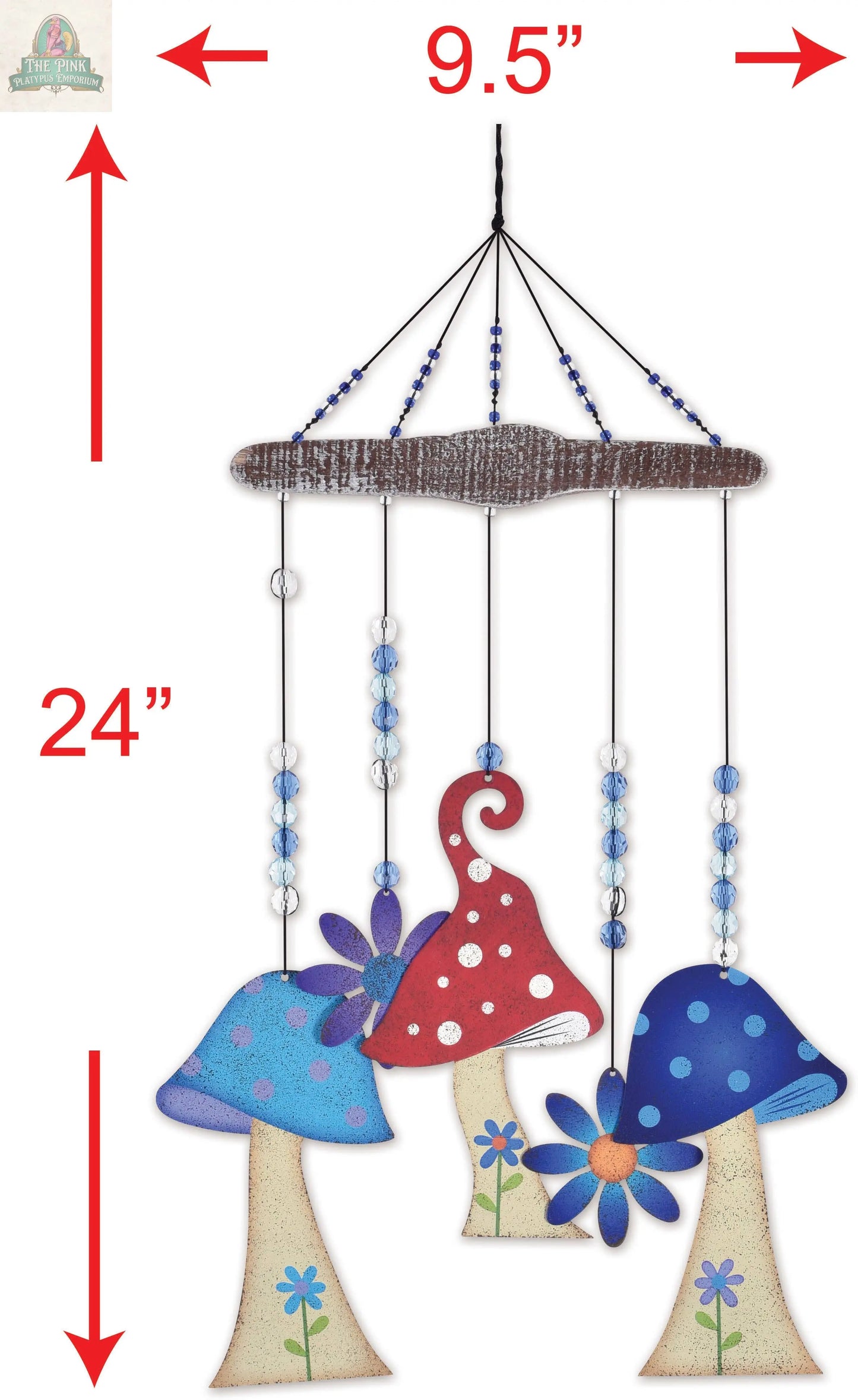 Mushroom Garden Painted Wind Chime Garden Decor - 94762 Pink Platypus Emporium