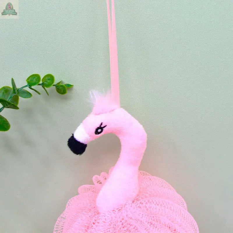 PAPO - Flamingo-Shaped Bath Pouf: B Pink Platypus Emporium