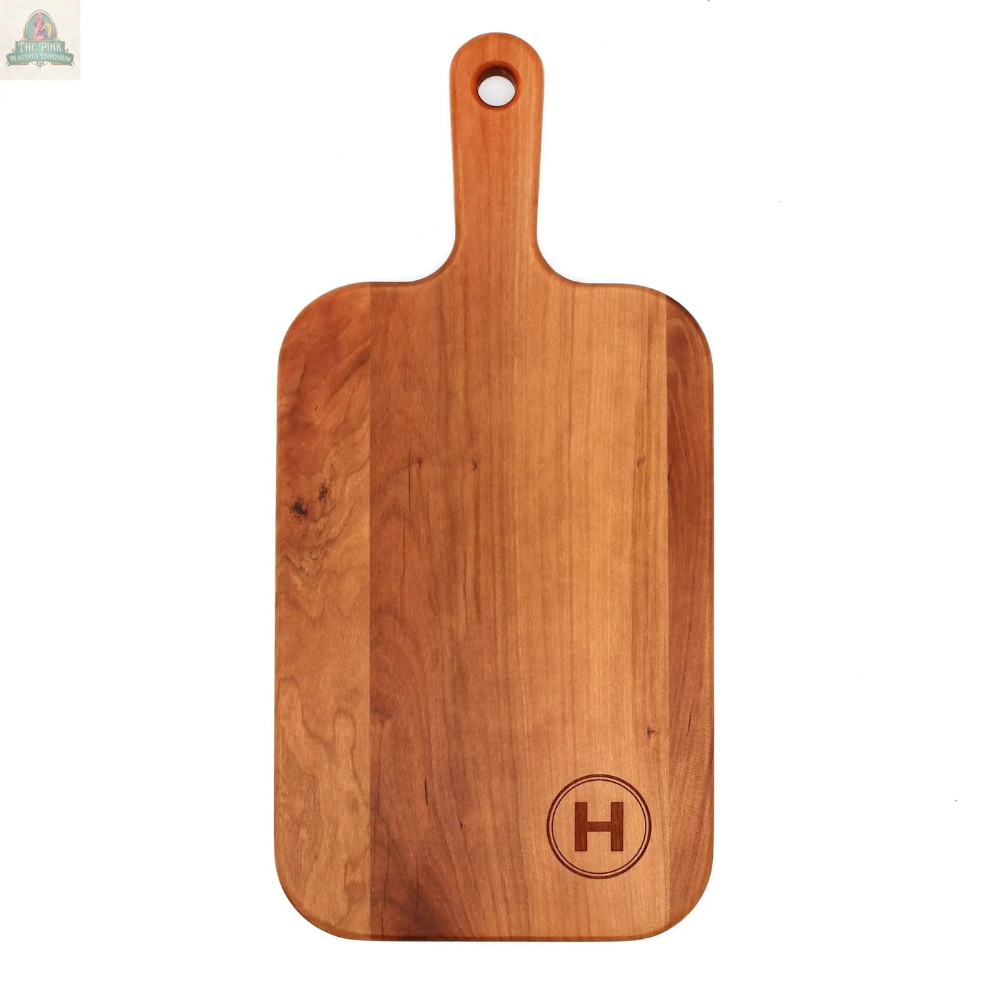 Personalized charcuterie board Monogram Cherry Wood Paddle Board, Mother’s Day Gift, Wedding Gift, Made in The USA Pink Platypus Emporium
