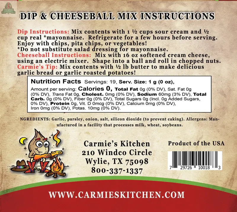 Roasted Garlic Dip Mix Carmie's Kitchen