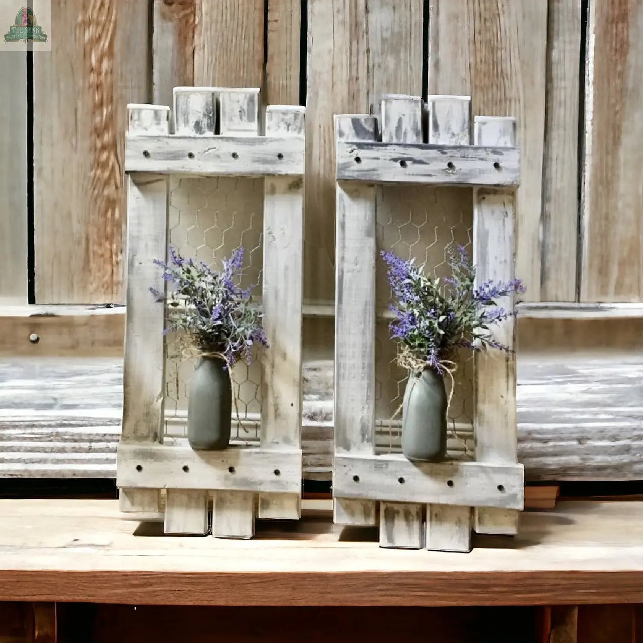 Rustic Wood Shutter Pair Pink Platypus Emporium