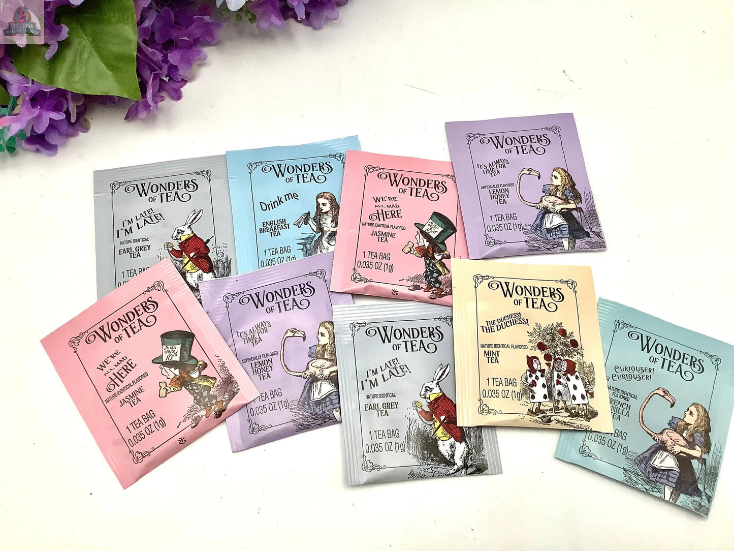 Vintage Alice in Wonderland Assortment tea packet flavors Pink Platypus Emporium