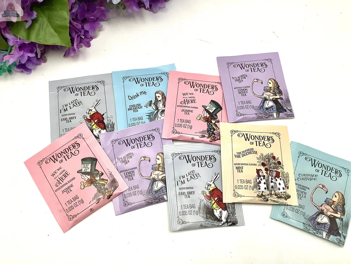Vintage Alice in Wonderland Assortment tea packet flavors Pink Platypus Emporium