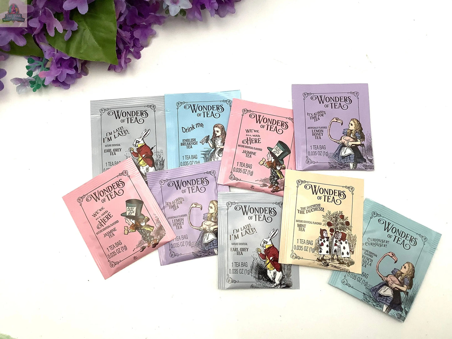 Vintage Alice in Wonderland Assortment tea packet flavors Pink Platypus Emporium