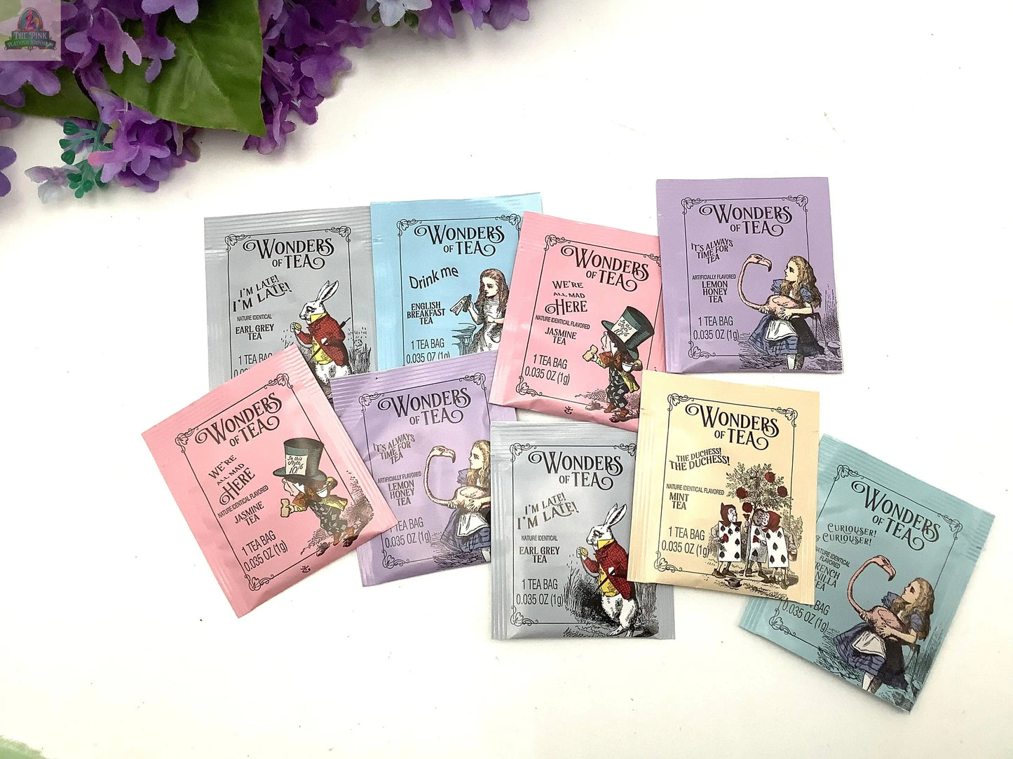 Vintage Alice in Wonderland Assortment tea packet flavors Pink Platypus Emporium
