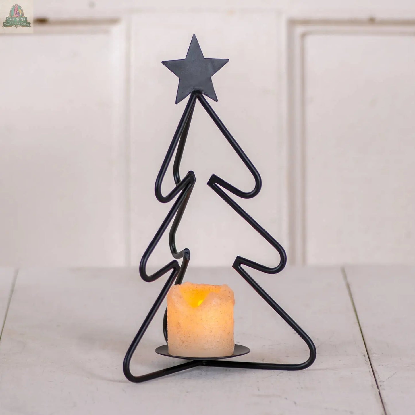 Wrought Iron Christmas Tree Votive/Tealight Holder Irvin's Tinware