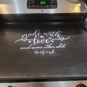 Funny Made With Love Stove Cover Noodle Board | Sarcastic Kitchen Decor | Farmhouse Gift for Her
