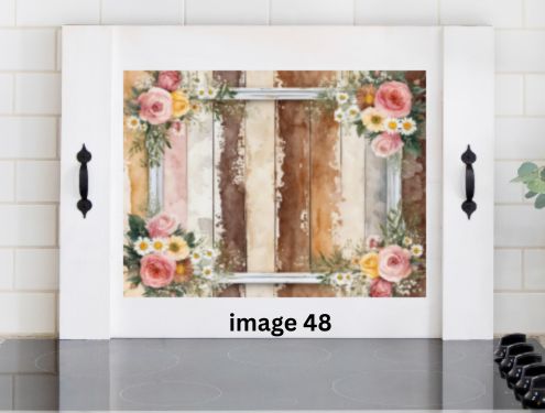 Rustic Floral Stove Cover | Shabby Chic Noodle Board | Farmhouse Rose Kitchen Decor