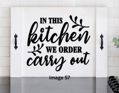 Funny Kitchen Stove Cover | In This kitchen We Order Carry Out | Farmhouse Noodle Board
