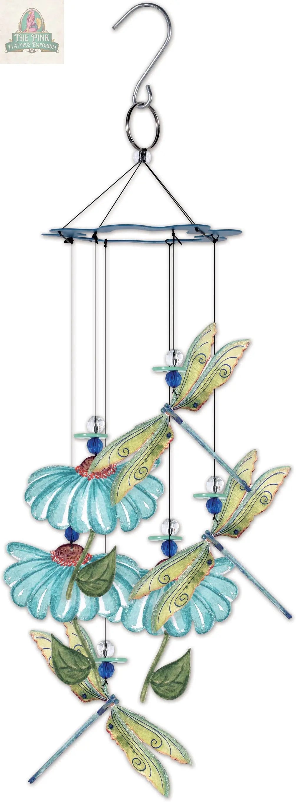 15" Dragonfly Painted Metal Wind Chime Garden Decor - 93707 Pink Platypus Emporium