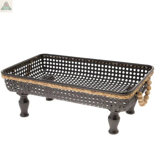 17" Long Rectangle Black Metal Leg Basket Boston International