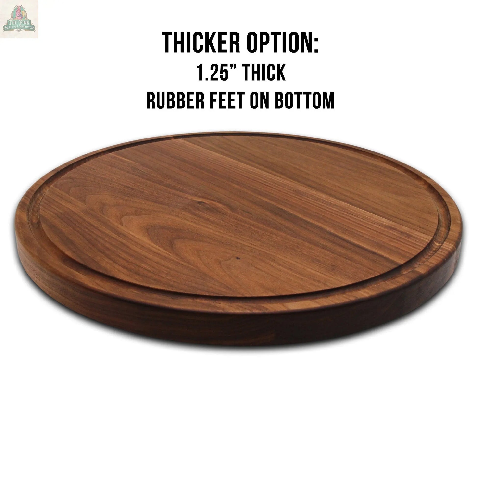 18" Walnut Personalized Round Board with Juice Groove, 18” Round Personalized Charcuterie Board, Wedding Gift, Gift For the Couple, USA Made Pink Platypus Emporium