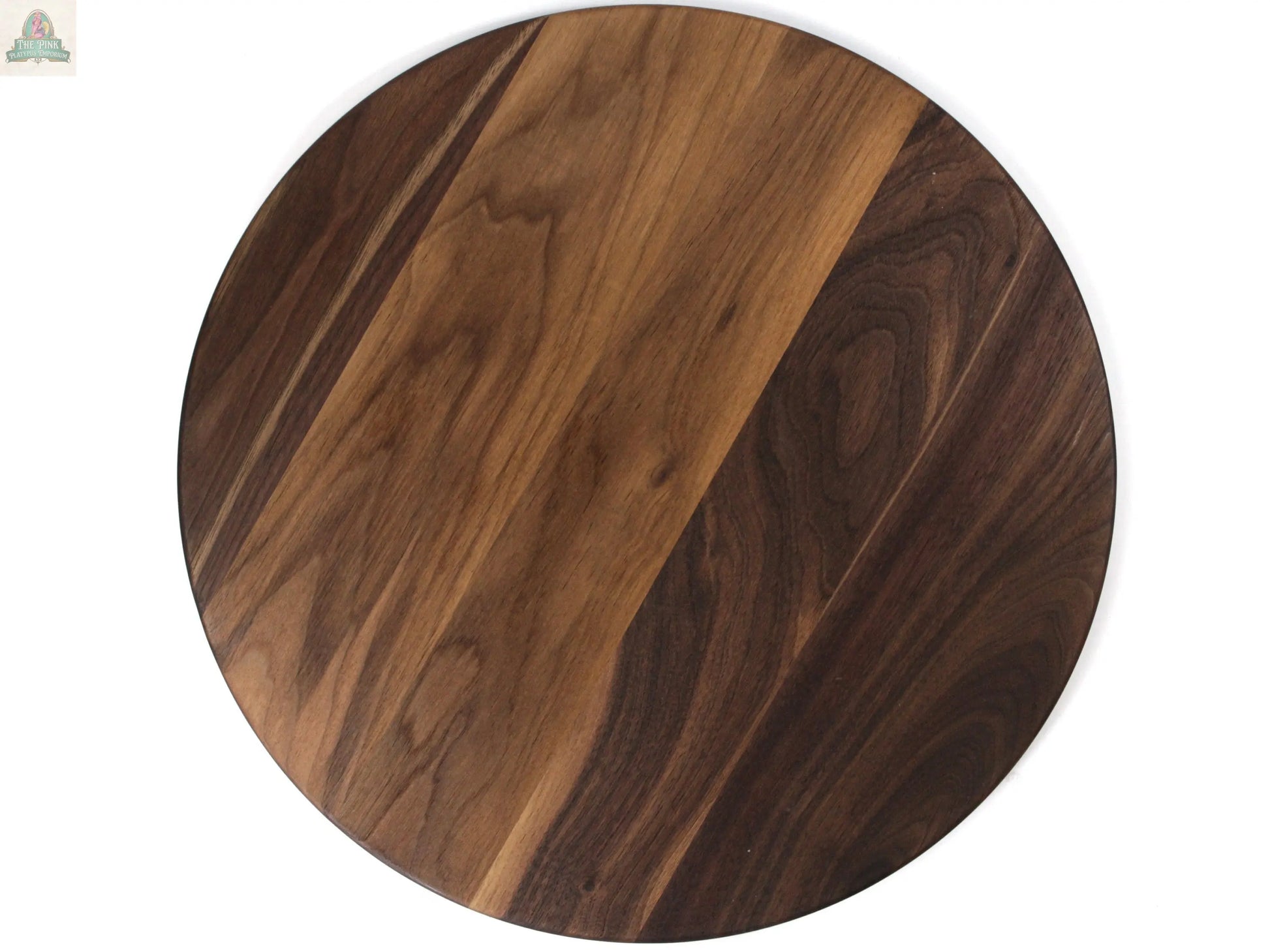 18" Walnut Personalized Round Board with Juice Groove, 18” Round Personalized Charcuterie Board, Wedding Gift, Gift For the Couple, USA Made Pink Platypus Emporium