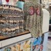 Close-up of an oversized boho western style tshirt on display