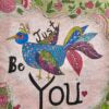 Colorful boho bird graphic tee illustration with 'Be You' text on a floral background