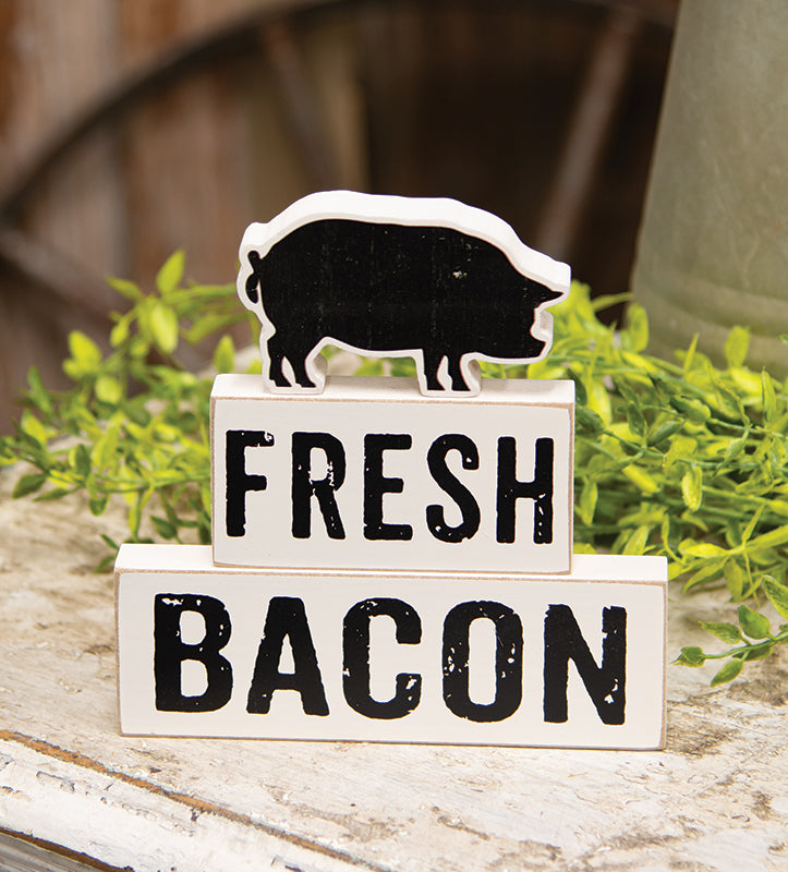 Fresh Bacon Farmhouse Kitchen Decor | Pig Stacking Blocks – Set of 3