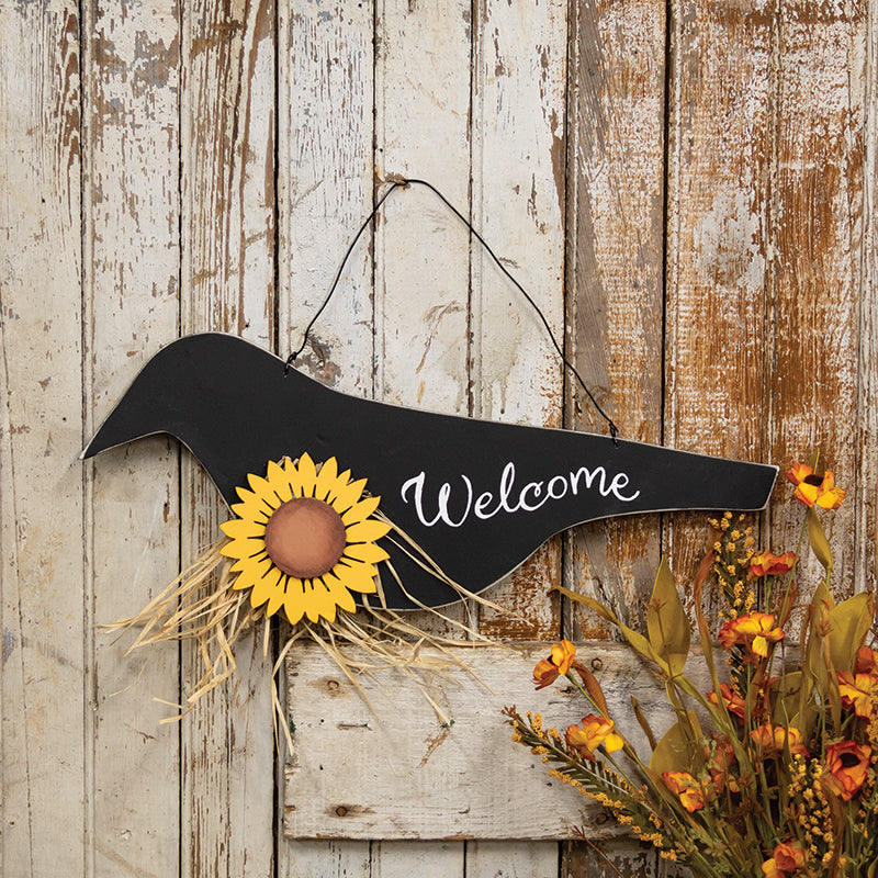 Wooden Crow Fall Decor | Sunflower Welcome Sign
