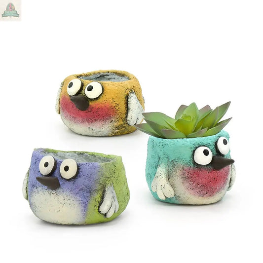 3pc Set - Beautiful Birds Blobhouse Planter Pink Platypus Emporium